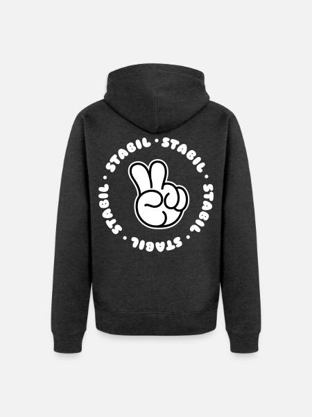 STABIL - PEACE - Unisex Premium Bio Zip Hoodie - Anthrazit meliert