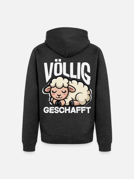 Schaf Völlig Geschafft Müde Schlafen - Unisex Premium Bio Zip Hoodie - Anthrazit meliert