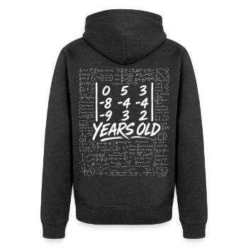80. Geburtstag Determinant Matrix Mathe-Nerd Lustig - Unisex Premium Bio Zip Hoodie - Anthrazit meliert - Hinten - Nico (187cm)