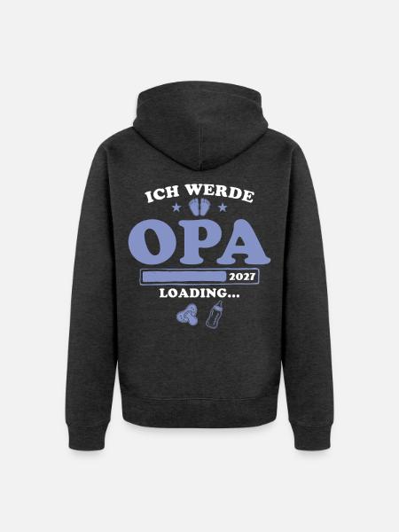 Ich werde Opa 2027 loading - Unisex Premium Bio Zip Hoodie - Anthrazit meliert