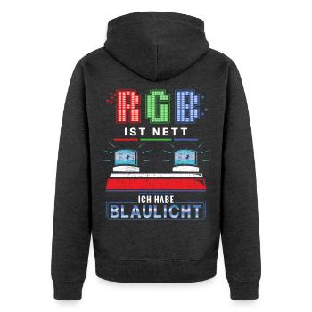 RGB ist nett ich habe Blaulicht Notfallsanitäter - Unisex Premium Bio Zip Hoodie - Anthrazit meliert - Hinten - Nico (187cm)
