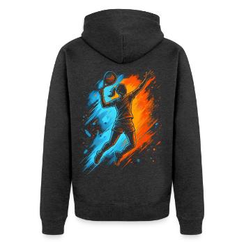 Padel Tennis Padelspieler Damen Mädchen Padel - Unisex Premium Bio Zip Hoodie - Anthrazit meliert - Hinten - Nico (187cm)