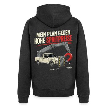 Spritpreise Humor Auto Fahrer Mechaniker Witziges - Unisex Premium Bio Zip Hoodie - Anthrazit meliert - Hinten - Nico (187cm)