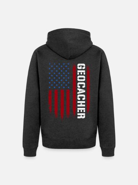 Geocacher – Geocaching Schatzjäger GPS-Caching - Unisex Premium Bio Zip Hoodie - Anthrazit meliert