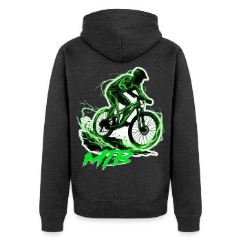 MTB - Unisex Premium Bio Zip Hoodie - Anthrazit meliert - Hinten - Nico (187cm)
