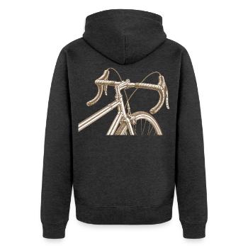 Vintage Rennrad – Klassisches Fahrrad 70er Jahre - Unisex Premium Bio Zip Hoodie - Anthrazit meliert - Hinten - Nico (187cm)