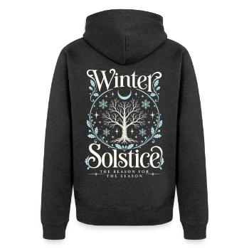 Wintersonnenwende Weihnachten - Unisex Premium Bio Zip Hoodie - Anthrazit meliert - Hinten - Nico (187cm)