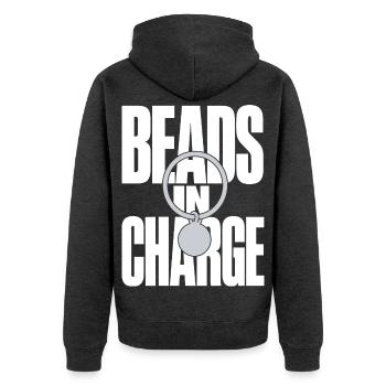 Beads on Charge – Perlen Schlüsselring - Unisex Premium Bio Zip Hoodie - Anthrazit meliert - Hinten - Nico (187cm)