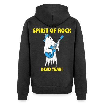 Spirit of Rock Ghost Gitarrist - Unisex Premium Bio Zip Hoodie - Anthrazit meliert - Hinten - Nico (187cm)