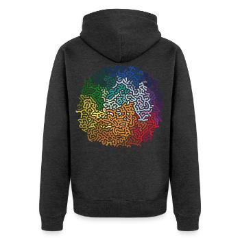 Hello - Unisex Premium Bio Zip Hoodie - Anthrazit meliert - Hinten - Nico (187cm)