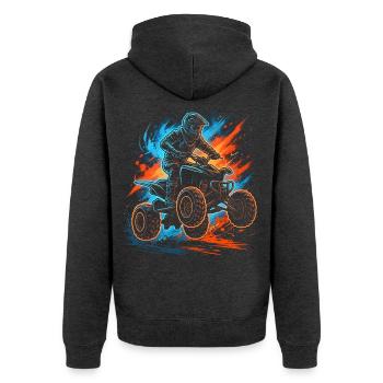 Quad ATV Motocross Herren Jungen Offroad Kinder - Unisex Premium Bio Zip Hoodie - Anthrazit meliert - Hinten - Nico (187cm)