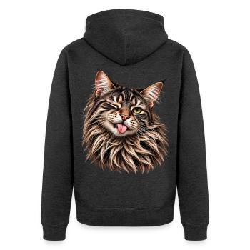 Freche Fellnase - Unisex Premium Bio Zip Hoodie - Anthrazit meliert - Hinten - Nico (187cm)