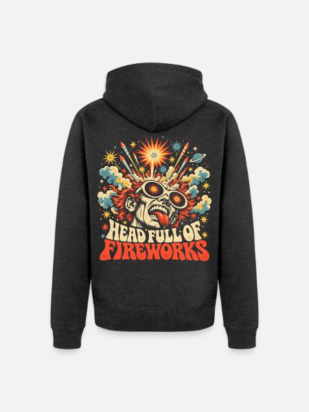 Pyro Head Feuerwerk - Unisex Premium Bio Zip Hoodie - Anthrazit meliert