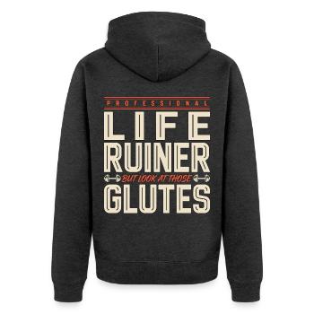 Personal Trainer Professional Life Fitness Trainer - Unisex Premium Bio Zip Hoodie - Anthrazit meliert - Hinten - Nico (187cm)