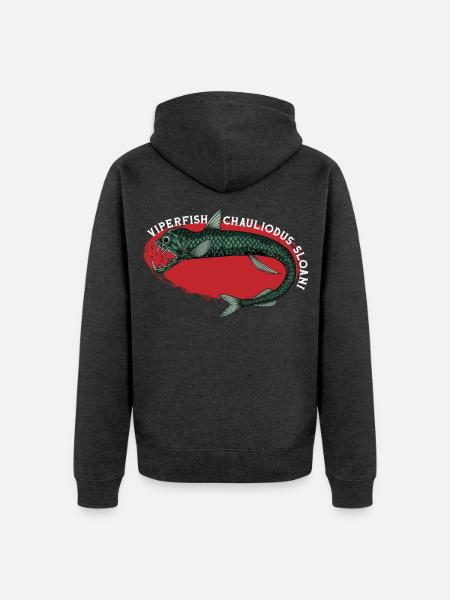 Tiefsee Monster - Viperfisch - Unisex Premium Bio Zip Hoodie - Anthrazit meliert