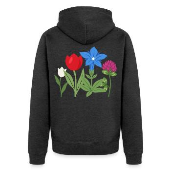Blumen botanisch Pflanze Illustration - Unisex Premium Bio Zip Hoodie - Anthrazit meliert - Hinten - Nico (187cm)