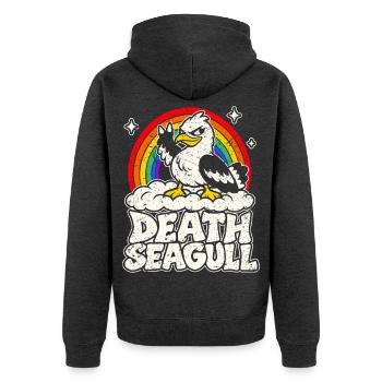 Death Seagull – Heavy Metal Möwe - Unisex Premium Bio Zip Hoodie - Anthrazit meliert - Hinten - Nico (187cm)