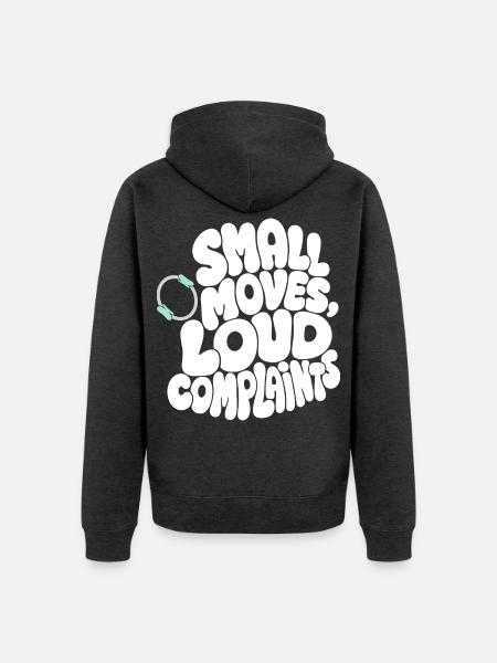 Pilates – Small Moves, Loud Complaints - Unisex Premium Bio Zip Hoodie - Anthrazit meliert