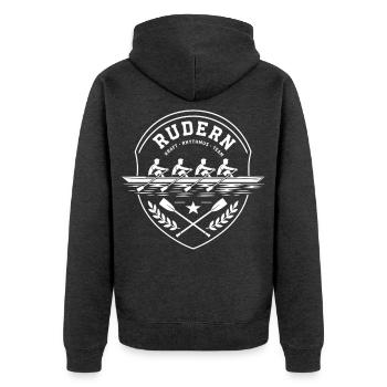 Rudern - Unisex Premium Bio Zip Hoodie - Anthrazit meliert - Hinten - Nico (187cm)