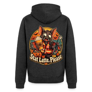 Fledermaus-Notfall Latte - Unisex Premium Bio Zip Hoodie - Anthrazit meliert - Hinten - Nico (187cm)