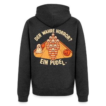 Lustiger Kegel Pudel Halloween Geschenk Kegelclub - Unisex Premium Bio Zip Hoodie - Anthrazit meliert - Hinten - Nico (187cm)