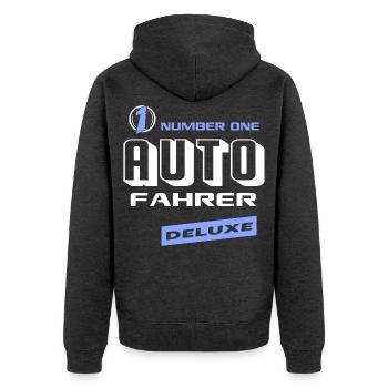 Autofahrer Number One Deluxe Bester Fahrzeuge - Unisex Premium Bio Zip Hoodie - Anthrazit meliert - Hinten - Nico (187cm)