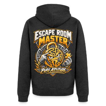 Escape Room Master - Pure Attitude - Unisex Premium Bio Zip Hoodie - Anthrazit meliert - Hinten - Nico (187cm)