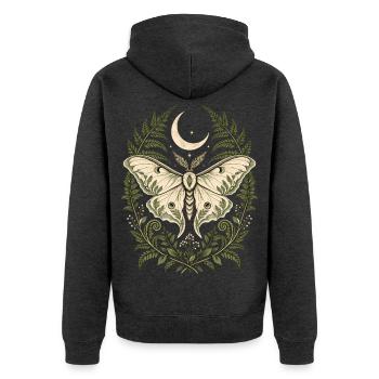 Mondfalter und Farne - Unisex Premium Bio Zip Hoodie - Anthrazit meliert - Hinten - Nico (187cm)