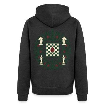 Peak Schach – Weihnachts Vibes - Unisex Premium Bio Zip Hoodie - Anthrazit meliert - Hinten - Nico (187cm)