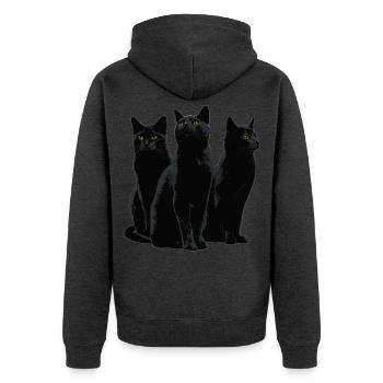 Katzen Halloween - Unisex Premium Bio Zip Hoodie - Anthrazit meliert - Hinten - Nico (187cm)