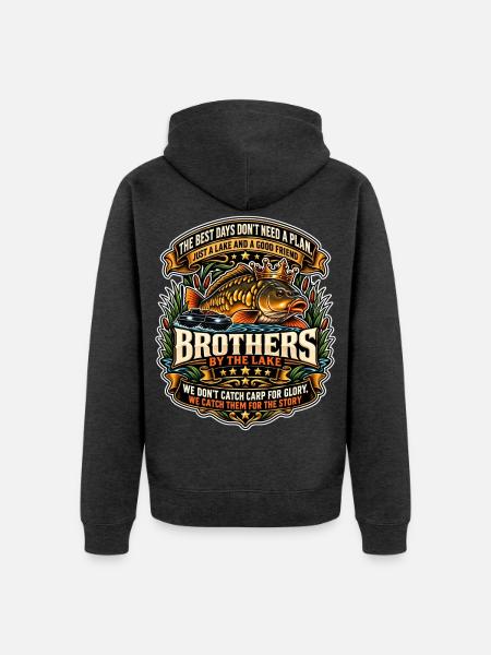 Brüder an der Karpfensee-Krone - Unisex Premium Bio Zip Hoodie - Anthrazit meliert