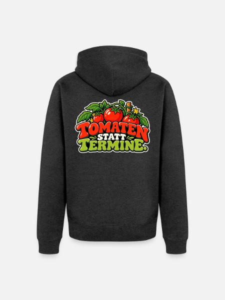 Tomaten statt Termine – Cartoon - Unisex Premium Bio Zip Hoodie - Anthrazit meliert