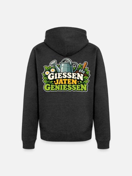 Gießen Jäten Genießen Gartenfreude - Unisex Premium Bio Zip Hoodie - Anthrazit meliert