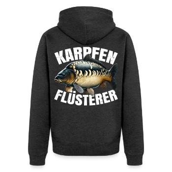 Karpfenangeln - Unisex Premium Bio Zip Hoodie - Anthrazit meliert - Hinten - Nico (187cm)