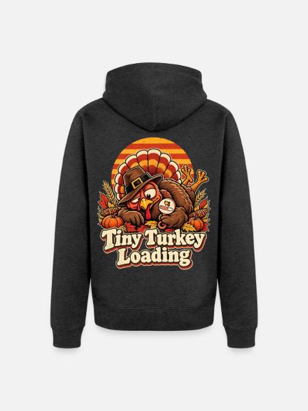Tiny Turkey Loading Herbstwitz - Unisex Premium Bio Zip Hoodie - Anthrazit meliert
