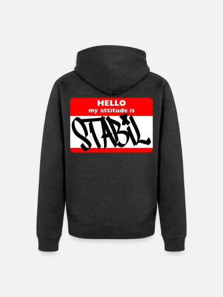 STABIL - HELLO HIP HOP - Unisex Premium Bio Zip Hoodie - Anthrazit meliert