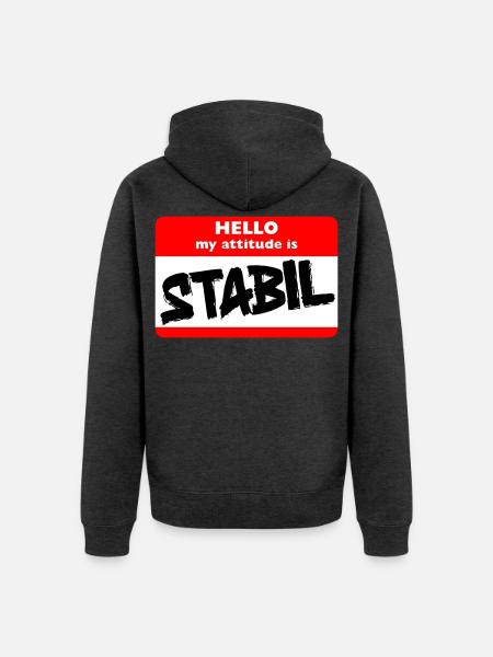 STABIL - HELLO GRUNGE - Unisex Premium Bio Zip Hoodie - Anthrazit meliert