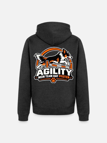 Agility Hund Rally Logo - Unisex Premium Bio Zip Hoodie - Anthrazit meliert