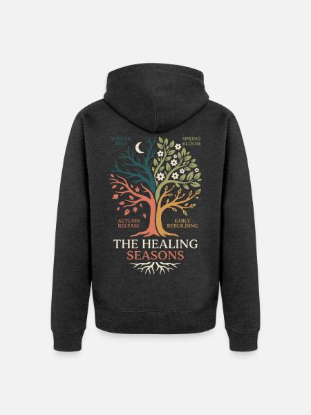 Das Baumdesign der Healing Seasons - Unisex Premium Bio Zip Hoodie - Anthrazit meliert