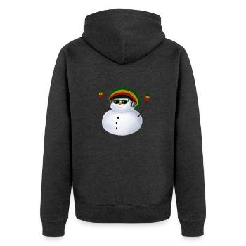 Rasta Schneemann - Mit Sonnenbrille - Unisex Premium Bio Zip Hoodie - Anthrazit meliert - Hinten - Nico (187cm)
