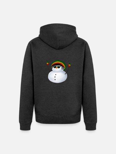 Rasta Schneemann - Mit Sonnenbrille - Unisex Premium Bio Zip Hoodie - Anthrazit meliert