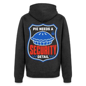 Kuchenhumor – Pie Needs a Security Detail - Unisex Premium Bio Zip Hoodie - Anthrazit meliert - Hinten - Nico (187cm)