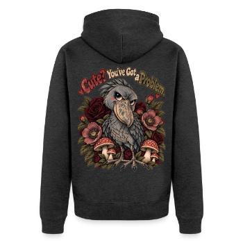 Schuhschnabel – Süß? Du hast ein Problem - Unisex Premium Bio Zip Hoodie - Anthrazit meliert - Hinten - Nico (187cm)