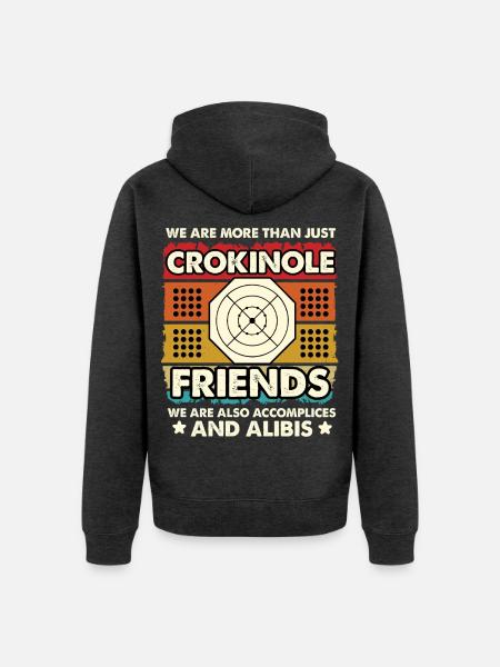 Crokinole Freunde – Komplizen und Alibis - Unisex Premium Bio Zip Hoodie - Anthrazit meliert