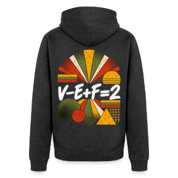 Eulers Formel für Polyeder – Mathematische Gleichung - Unisex Premium Bio Zip Hoodie - Anthrazit meliert - Hinten - Nico (187cm)