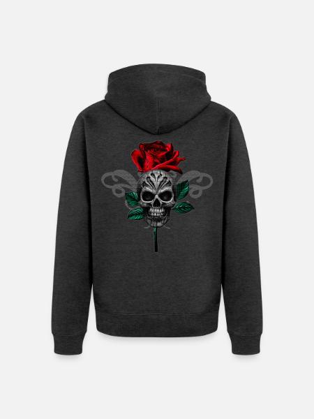 Vampire Romance Gothic Rose - Skull Shirt - Unisex Premium Bio Zip Hoodie - Anthrazit meliert