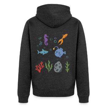 Seepferdchen Unterwasser Kinder Goldfisch Hai - Unisex Premium Bio Zip Hoodie - Anthrazit meliert - Hinten - Nico (187cm)
