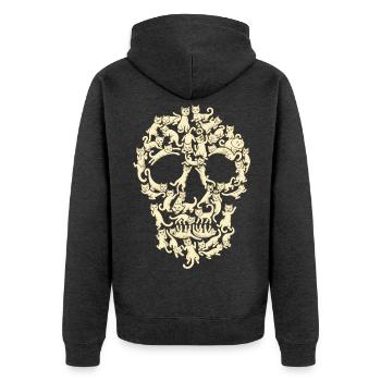 Schädel aus Katzen - Unisex Premium Bio Zip Hoodie - Anthrazit meliert - Hinten - Nico (187cm)