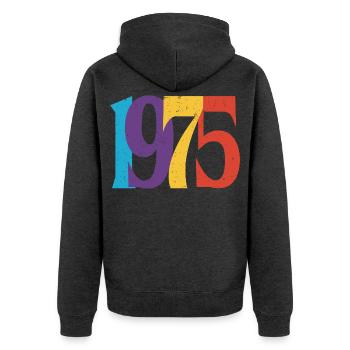 Geboren 1975 Geburtstagsgeschenk Geburtstag 75 - Unisex Premium Bio Zip Hoodie - Anthrazit meliert - Hinten - Nico (187cm)