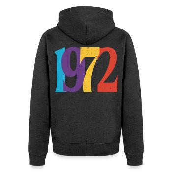 Geboren 1972 Geburtstagsgeschenk Geburtstag 72 - Unisex Premium Bio Zip Hoodie - Anthrazit meliert - Hinten - Nico (187cm)